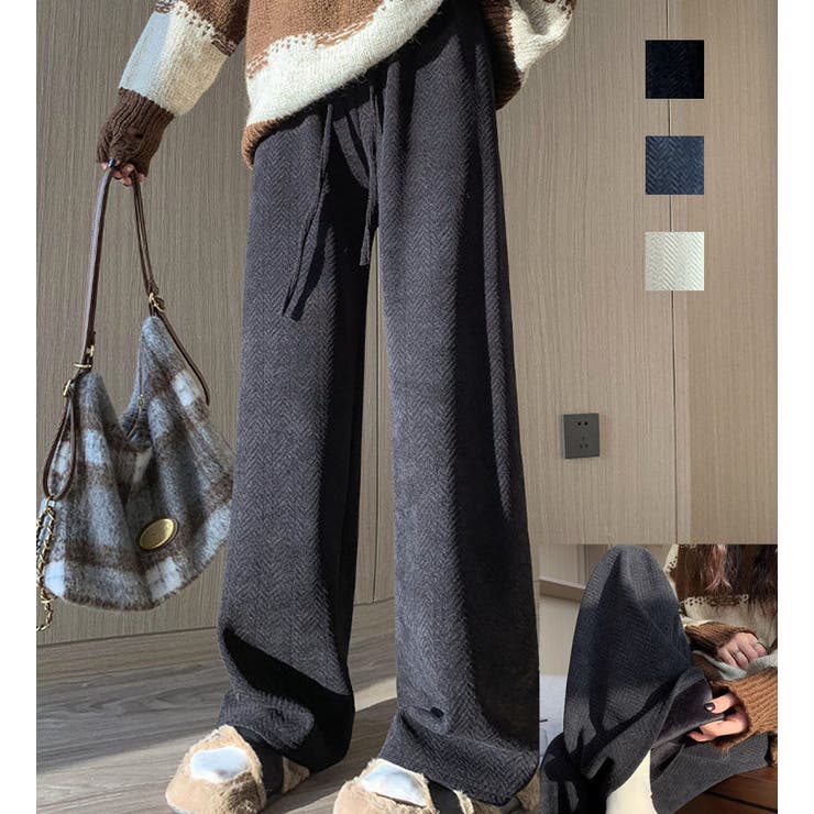 裏起毛ワイドストレートパンツ 裏起毛パンツ ワイドパンツ | LTL | 詳細画像1 