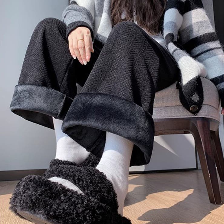 裏起毛ワイドストレートパンツ 裏起毛パンツ ワイドパンツ | LTL | 詳細画像9 