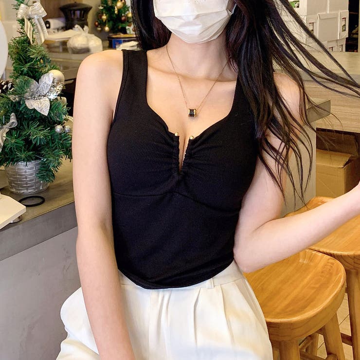 ブラック | 夏服 カップ付きキャミソールトップ ブラ | LTL