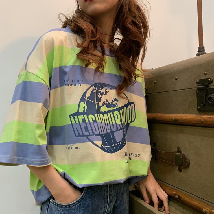 春夏新作 半袖ロゴ Tシャツ トップス カットソー ボーダー 韓国ファッション 品番 Eq Luby ルビー のレディース ファッション通販 Shoplist ショップリスト