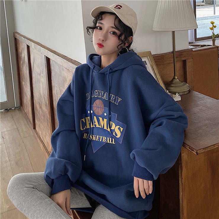 ニッセン] パーカー レディース ピグメント染ロゴプリントフーディ