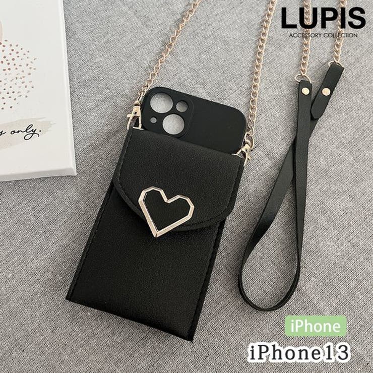 ショルダー×カードポケット付きカクカクハートiPhoneケース≪iPhone13… | LUPIS | 詳細画像1 