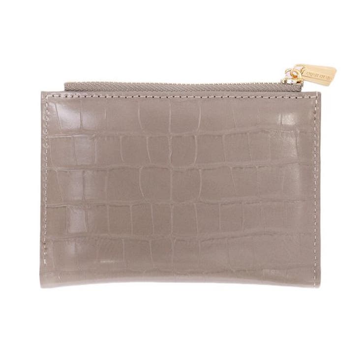 ベージュ | クロコ型押し2つ折りウォレット 【財布 小銭入れ | LUPIS