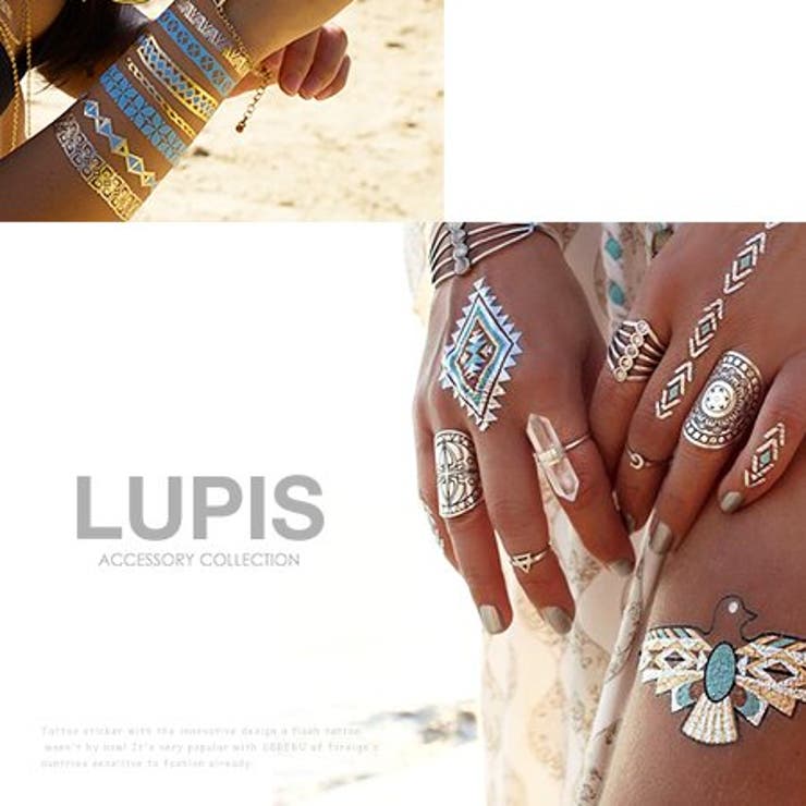 ブルーメタリックゴールドフラッシュタトゥーシール 【タトゥーシール フラッシュタ… | LUPIS | 詳細画像3 