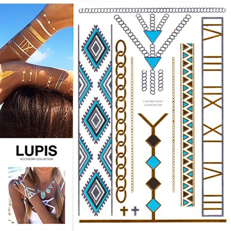 ターコイズチェーンローマンメタリックタトゥーシール | LUPIS | 詳細画像1 