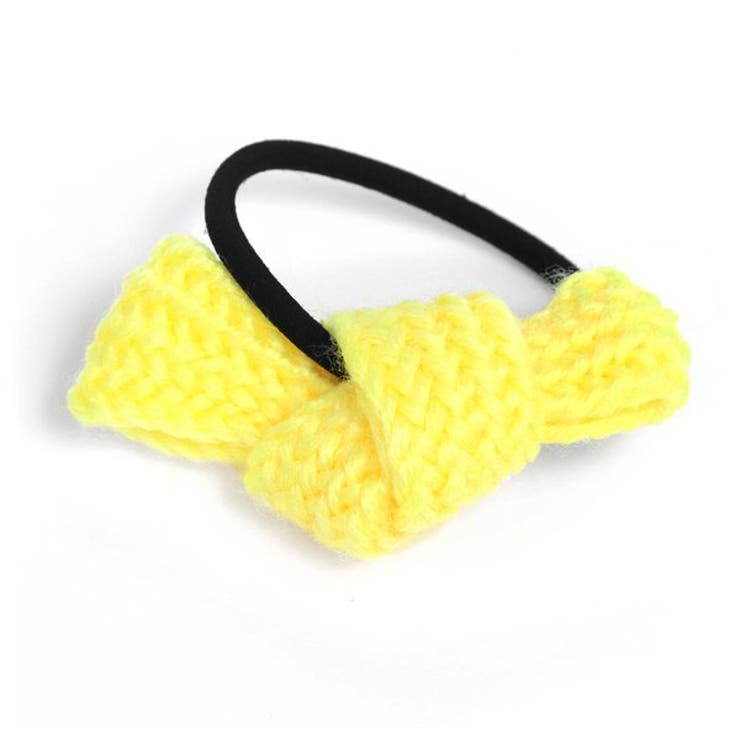 イエロー | ニット編みリボンヘアゴム 【ヘアアクセサリー ヘアゴム | LUPIS