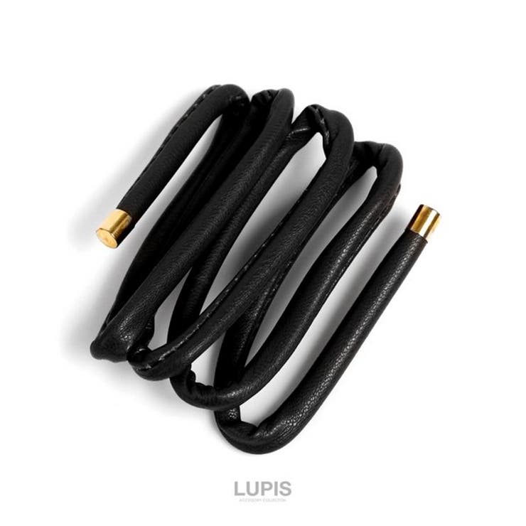 ブラック | レザー調ワイヤーポニー【針金入り 巻きつけるだけ ヘアアクセサリー】 | LUPIS