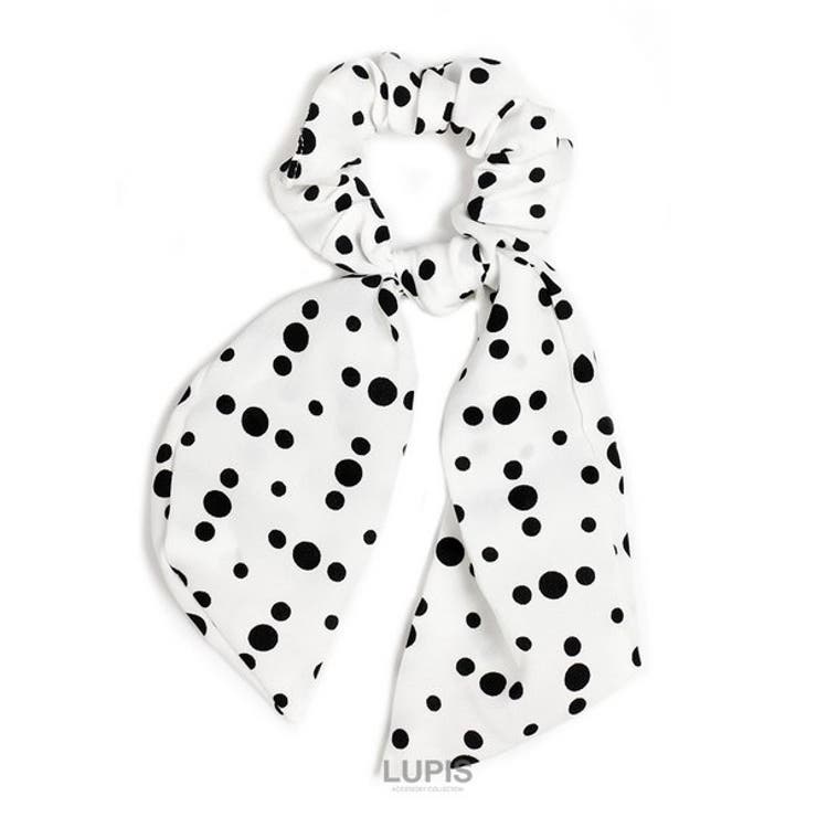 ホワイト | ドットリボンシュシュ 【プチプラ シュシュ | LUPIS