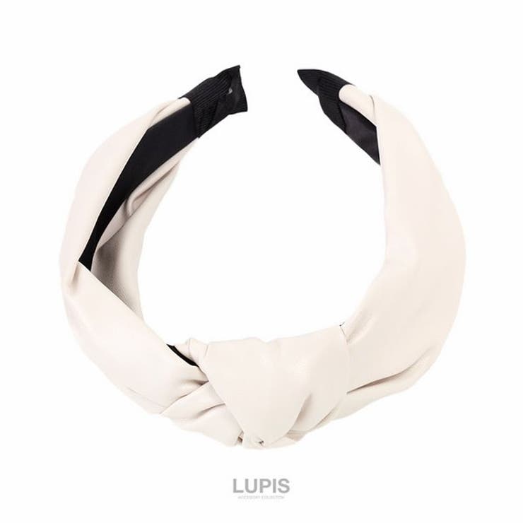 ベージュ | レザー調リボンカチューシャ【ヘアアクセサリー】 | LUPIS