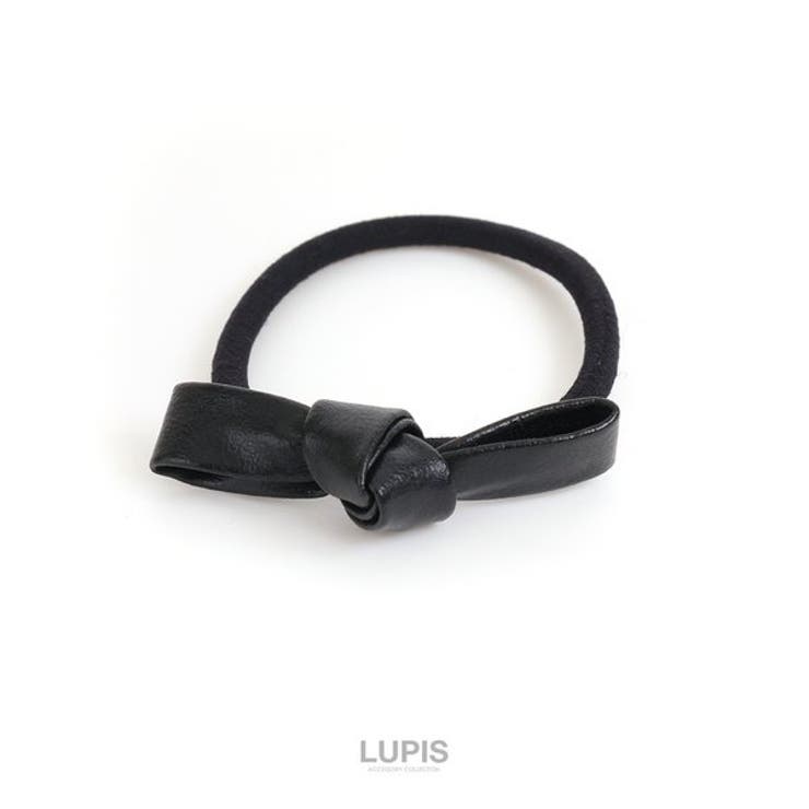 ブラック | レザー調プチリボンヘアゴム【ヘアアクセサリー】 | LUPIS