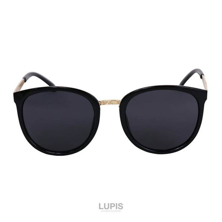 ブラック | ゴールドシェブロンボストンサングラス 【プチプラ 大きめ | LUPIS