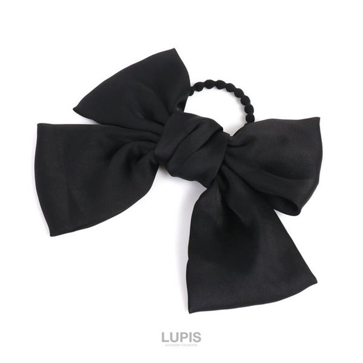 ブラック | BIGリボンシックカラーヘアゴム | LUPIS
