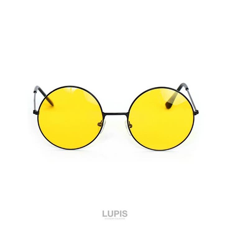 イエロー | ラウンドカラーレンズサングラス 【サングラス メガネ | LUPIS