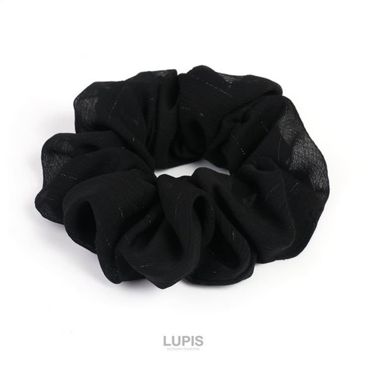 ブラック | メタルラインシフォンシュシュ 【プチプラ ヘアゴム | LUPIS
