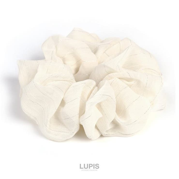 アイボリー | メタルラインシフォンシュシュ 【プチプラ ヘアゴム | LUPIS