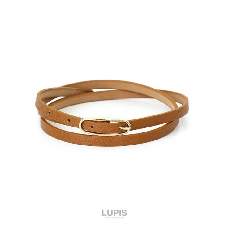 ゴールドバックル型押しレザー調細ベルト  | LUPIS | 詳細画像3 