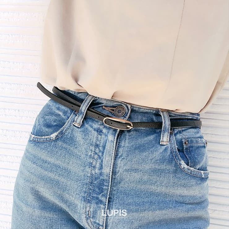 ゴールドバックル型押しレザー調細ベルト  | LUPIS | 詳細画像4 