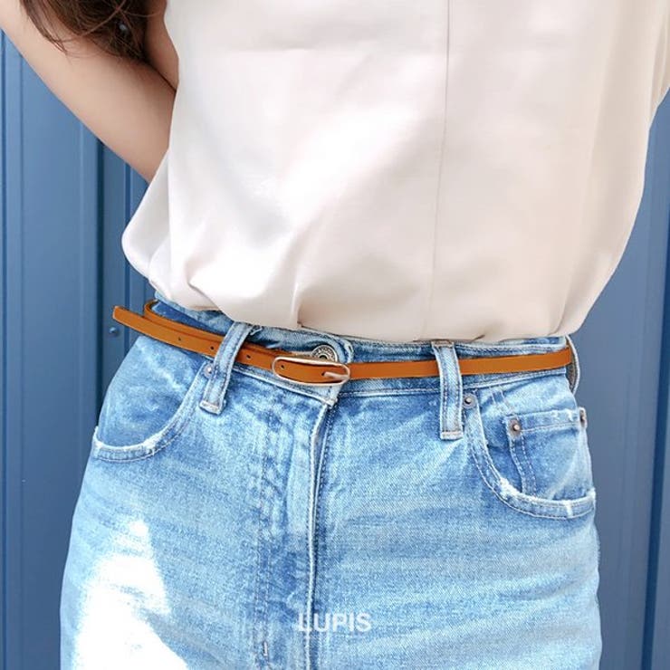 ゴールドバックル型押しレザー調細ベルト  | LUPIS | 詳細画像5 