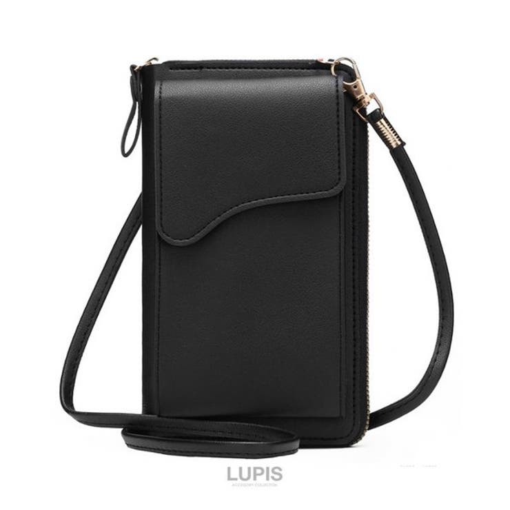 ブラック | スマホポケット付きお財布ショルダー | LUPIS