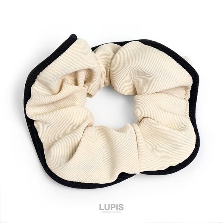 アイボリー | バイカラーパイピングシュシュ【ヘアアクセサリー シュシュ バイカラー | LUPIS