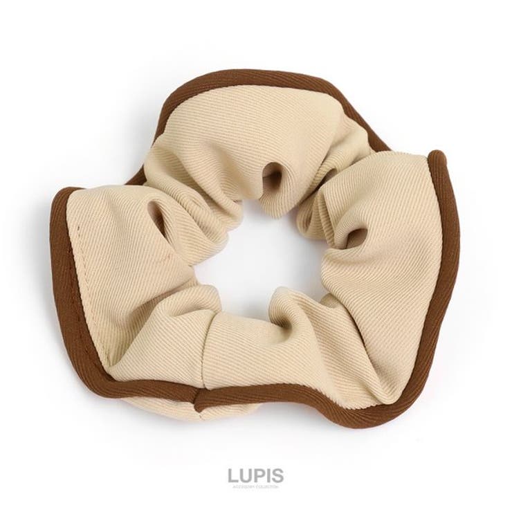 ベージュ | バイカラーパイピングシュシュ【ヘアアクセサリー シュシュ バイカラー | LUPIS