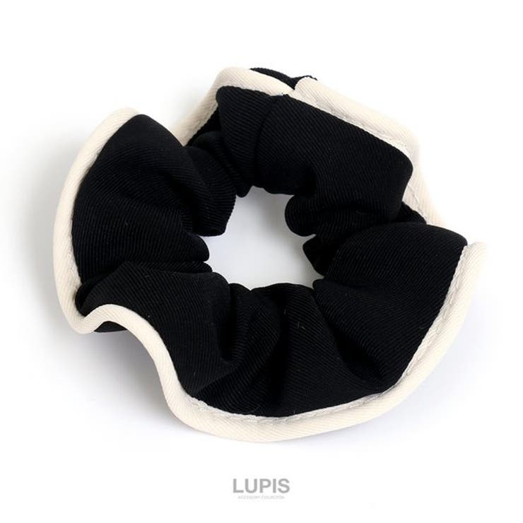 ブラック | バイカラーパイピングシュシュ【ヘアアクセサリー シュシュ バイカラー | LUPIS
