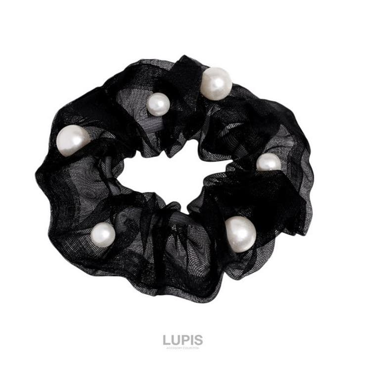ブラック | パール×オーガンジーシュシュ 【ヘアアクセサリー シュシュ | LUPIS