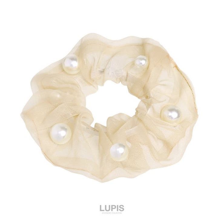ベージュ | パール×オーガンジーシュシュ 【ヘアアクセサリー シュシュ | LUPIS