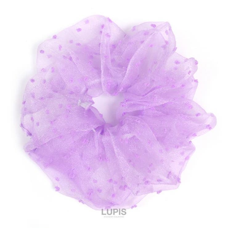 パープル | ドットオーガンジーボリュームシュシュ | LUPIS