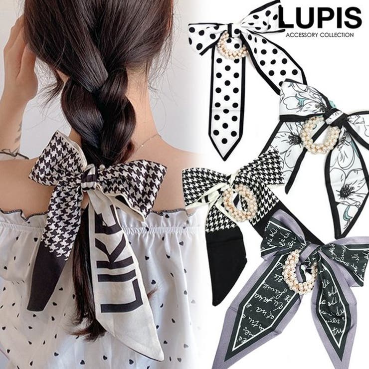 スカーフリボン×リッチパールヘアゴム【ヘアアクセサリー】 | LUPIS | 詳細画像1 