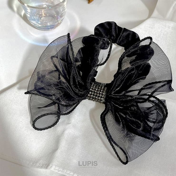 ブラック | オーガンジーリボンシュシュ | LUPIS