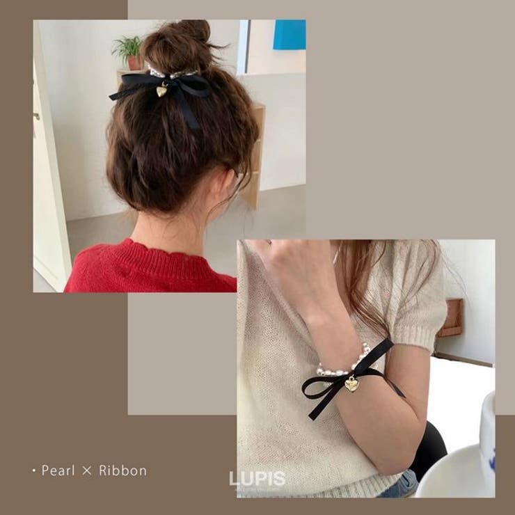 リボン×ハート2連パールヘアゴム | LUPIS | 詳細画像7 