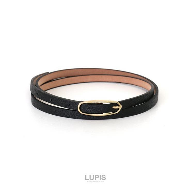 ゴールドバックル型押しレザー調細ベルト 【プチプライス シンプル | LUPIS | 詳細画像2 
