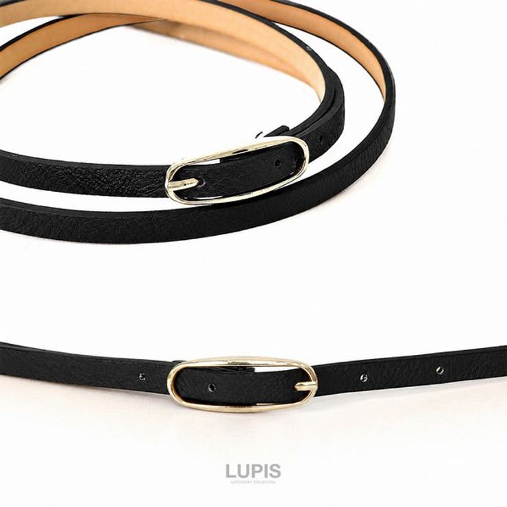 ゴールドバックル型押しレザー調細ベルト 【プチプライス シンプル | LUPIS | 詳細画像3 