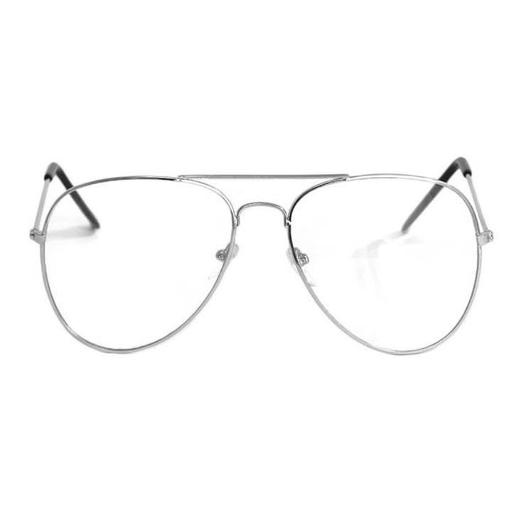 シルバー | メタルフレームティアドロップ伊達メガネ【大きめ】 | LUPIS