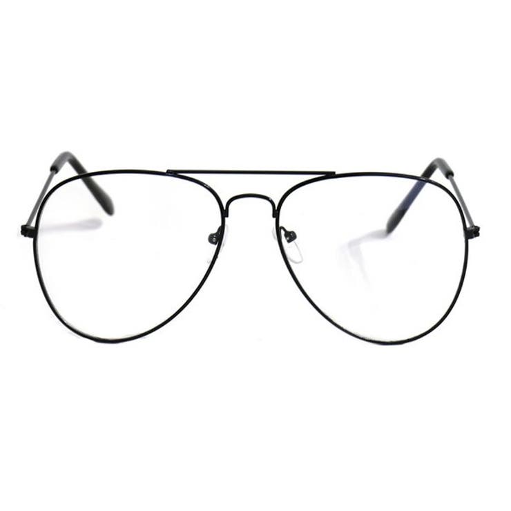 ブラック | メタルフレームティアドロップ伊達メガネ【大きめ】 | LUPIS