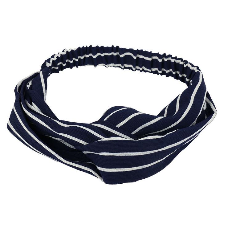 ネイビー | ストライプツイストカチューム 【ヘアアクセサリー 髪飾り | LUPIS