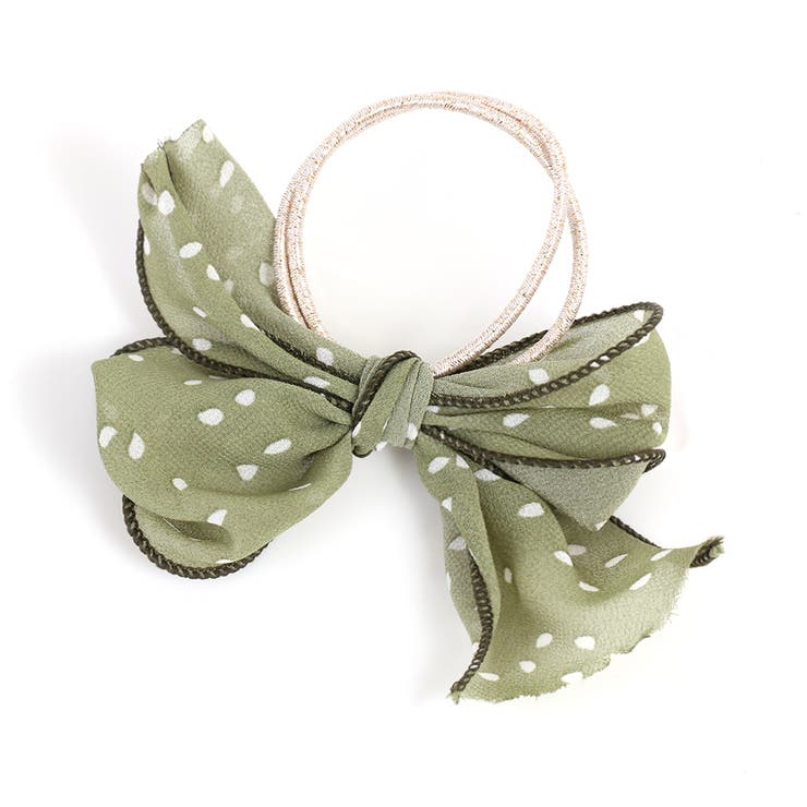 グリーン | ドットリボンヘアゴム 【ヘアアクセサリー アクセサリー | LUPIS