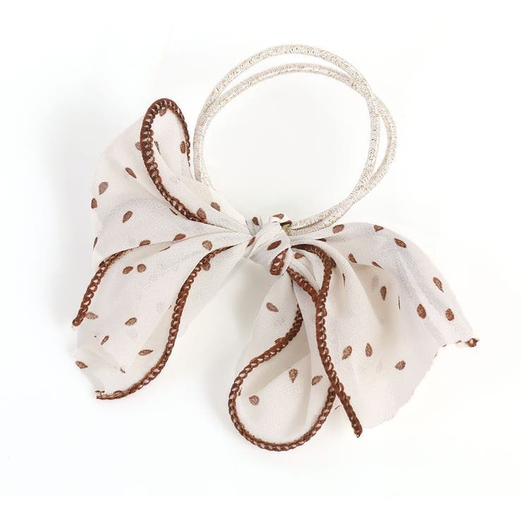 ホワイト | ドットリボンヘアゴム 【ヘアアクセサリー アクセサリー | LUPIS