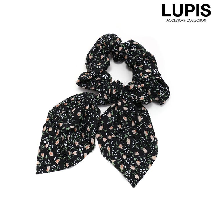 ブラック | 小花柄リボンシュシュ | LUPIS