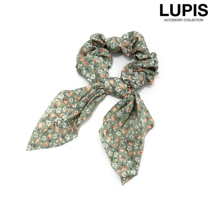 グリーン | 小花柄リボンシュシュ | LUPIS
