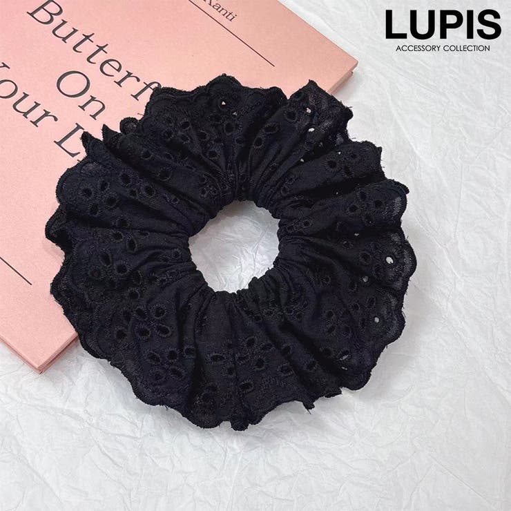 ブラック | コットンレースシュシュ | LUPIS