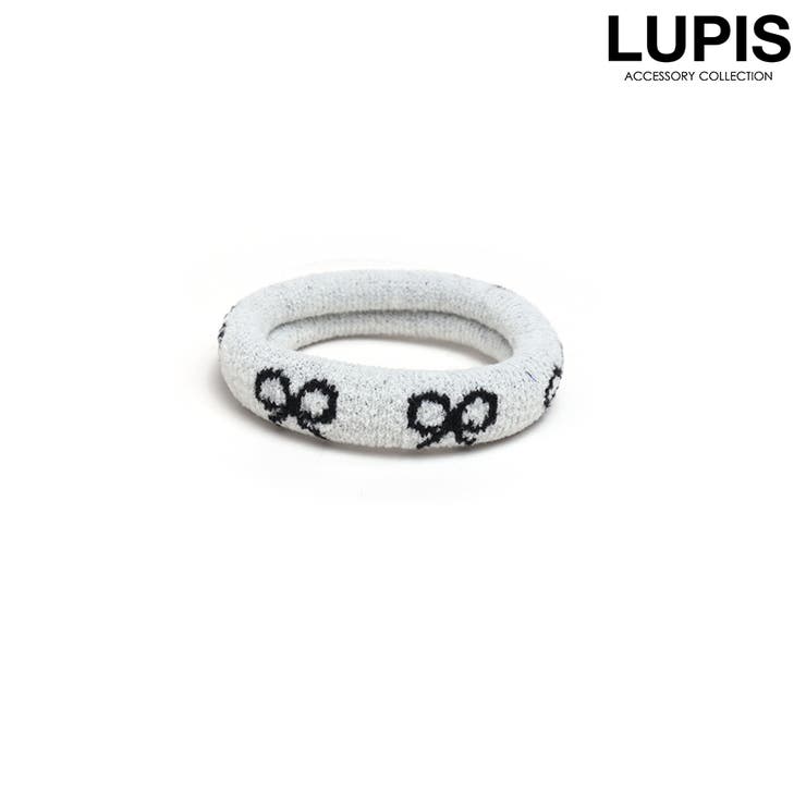 アイボリー | リボン柄ジャージヘアゴム | LUPIS