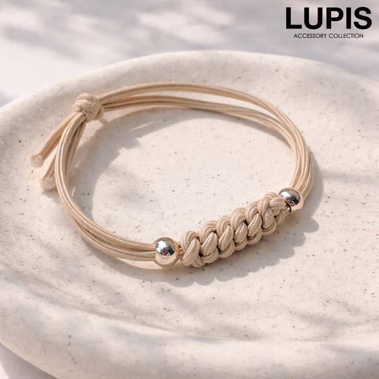 アイボリー | 編み込みラインヘアゴム | LUPIS