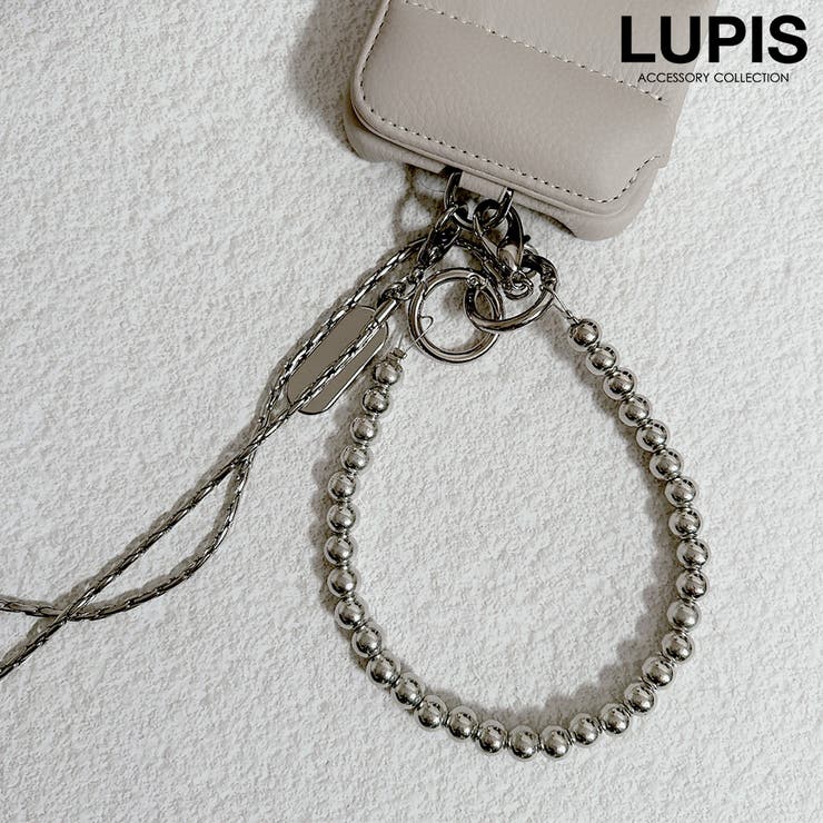 シルバー | パール×メタルスマホストラップ | LUPIS