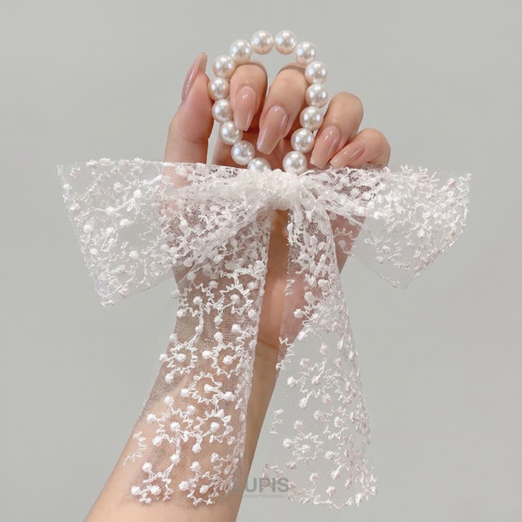 刺繍レースリボンパールヘアゴム | LUPIS | 詳細画像9 