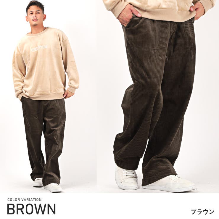 ワイドパンツ メンズ コーデュロイテーパード[品番：LU000011255