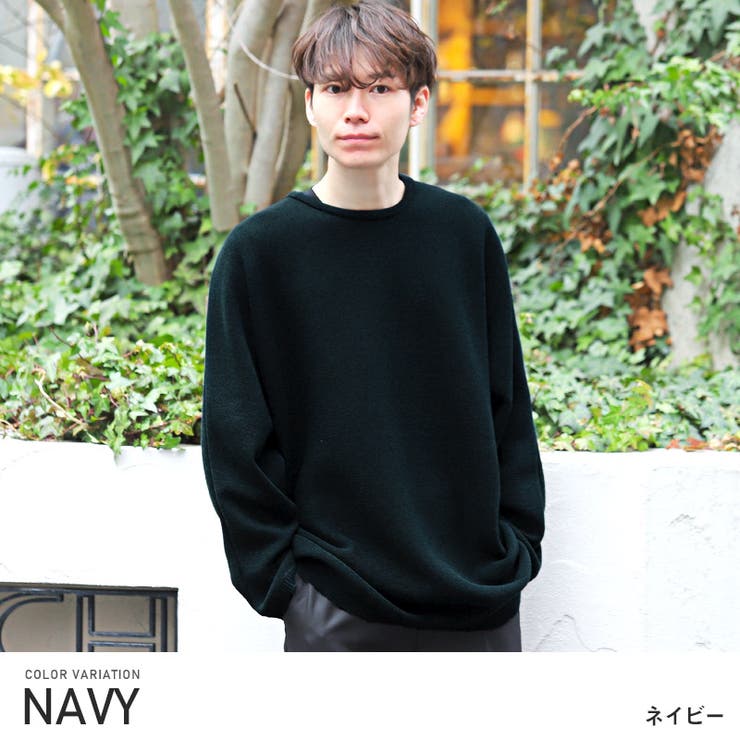 16Gベーシックニットクルー/ネイビー | Factelier (ファクトリエ)