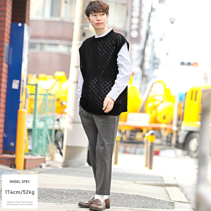 ニットベスト メンズ ビッグシルエット[品番：LU000011489]｜LUXSTYLE