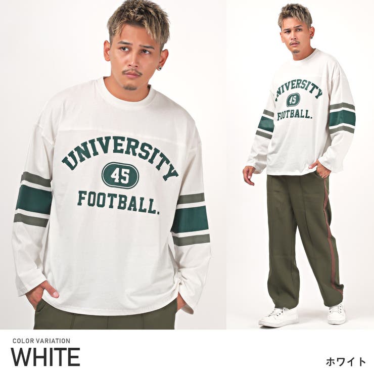 メンズ スプライシング ルーズ ロング Tシャツ トレンディ 2色 RODEO CROWNS WIDE BOWL | ネームパッチリラックスロングTシャツ